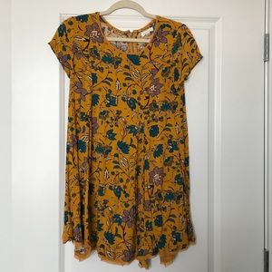 printed yellow mini sundress